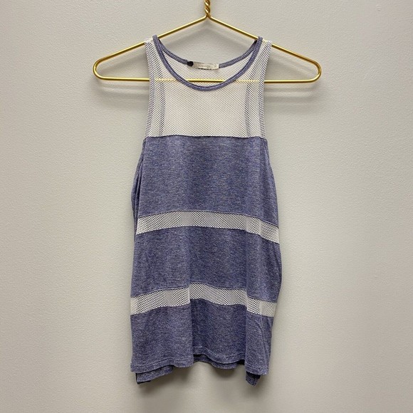Townsen Gecko Sleeveless‎ Top SIZE XS Sheer Mesh Stripe Tank Top Blue White - Picture 3 of 9